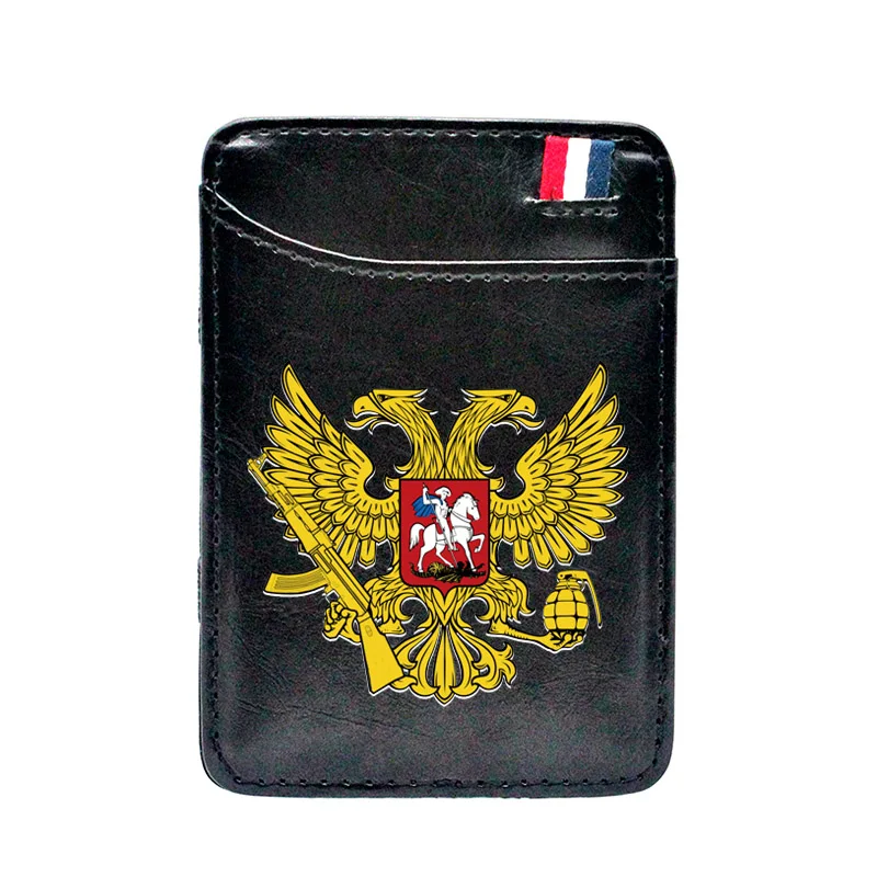 

2021 New Double Headed Eagle Digital Printing Leather Magic Wallets Men Women Card Holder Purse Short Mini Money